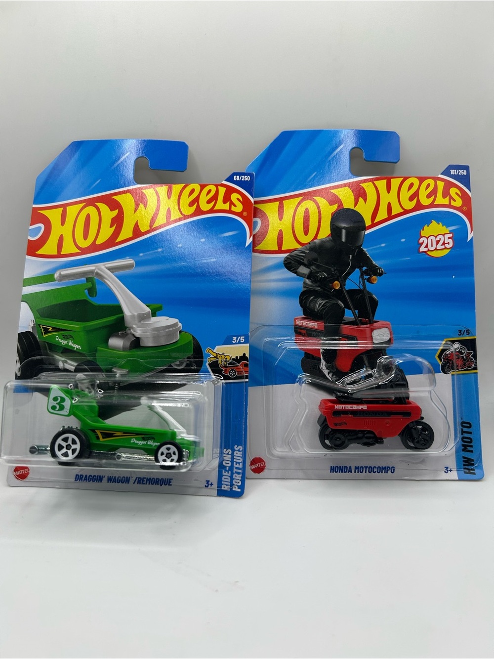 Hot Wheels Green Draggin' Wagon & Red Honda Motocompo Bundle 🔥🛞